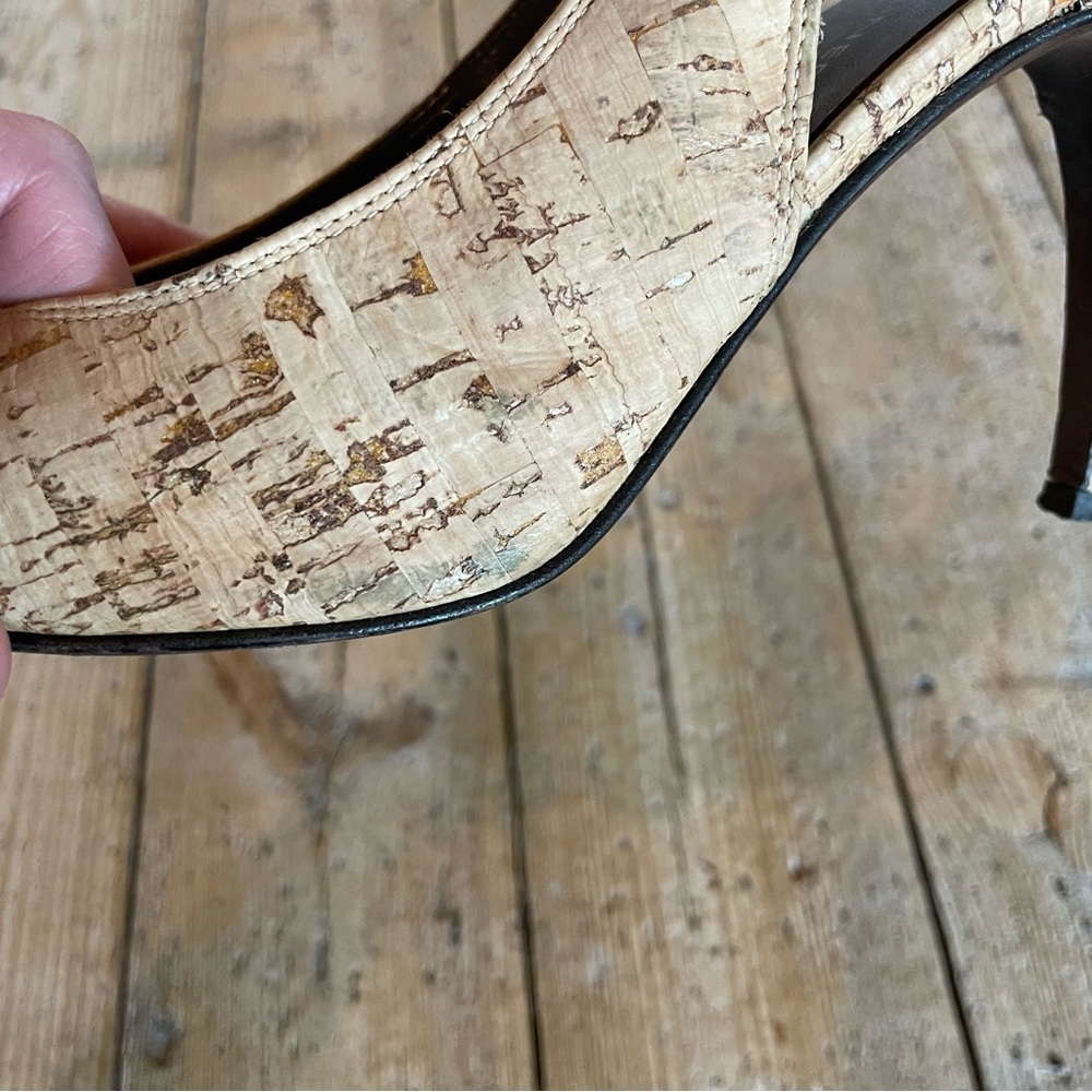 Donald J Pliner Cork Slingback Heels Stiletto Sandal Shoe 9 - Picture 10 of 15